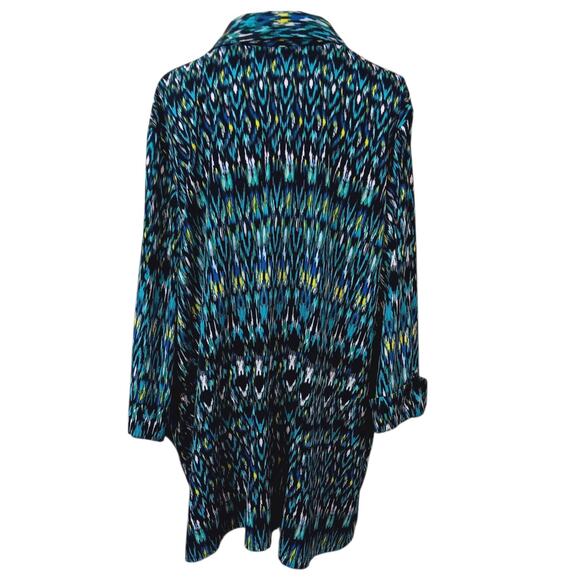 CATHERINES Blouse Top Plus 3X Career Office Dressy Casual Travel Black Turquoise - Picture 8 of 8